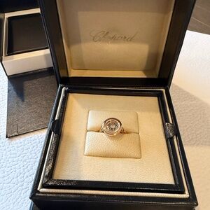 Chopard Happy Spirit 18k White & Rose Gold Diamond Ring Size 53 w/ Certificate
